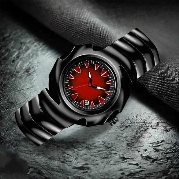Men's Alloy Stainless Steel Y2k Shaped Blade Waterproof Quartz Watch