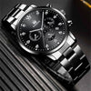 Men's Alloy Steel Band Quartz Watch With Round Dial And Single Folding Buckle Business Style