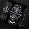 Men's Alloy Steel Band Quartz Watch With Round Dial And Single Folding Buckle Business Style