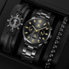 Men's Alloy Steel Band Quartz Watch With Round Dial And Single Folding Buckle Business Style