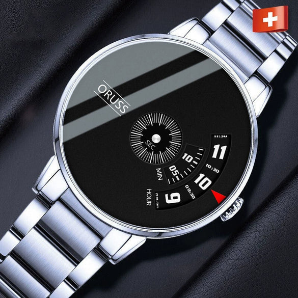 Men's Alloy Strap Automatic Movement Round Dial Waterproof Business Style Watch