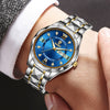 Men's Alloy Strap Quartz Watch With Rhombus Shape Digital Dial Rhinestone Calendar And Rose Gold Pin Buckle
