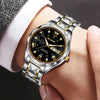 Men's Alloy Strap Quartz Watch With Rhombus Shape Digital Dial Rhinestone Calendar And Rose Gold Pin Buckle