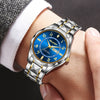 Men's Alloy Strap Quartz Watch With Rhombus Shape Digital Dial Rhinestone Calendar And Rose Gold Pin Buckle