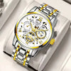 Men's Alloy Watch With Waterproof Luminous Hollow Design And Round Dial