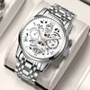 Men's Alloy Watch With Waterproof Luminous Hollow Design And Round Dial