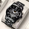 Men's Alloy Watch With Waterproof Luminous Hollow Design And Round Dial