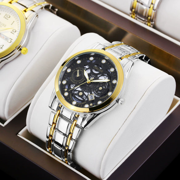 Men's Alloy Wrist Watch Round Dial Personality Durable Trendy Cool Black Waterproof Luminous Business Style
