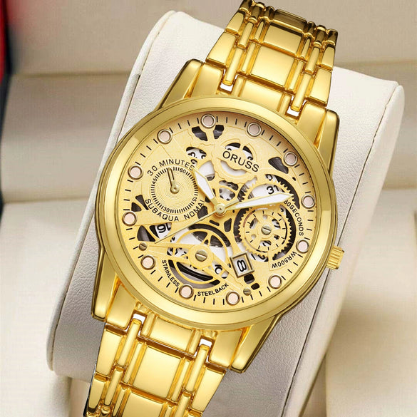 Men's Alloy Wrist Watch Round Dial Personality Durable Trendy Cool Black Waterproof Luminous Business Style