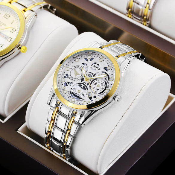 Men's Alloy Wrist Watch Round Dial Personality Durable Trendy Cool Black Waterproof Luminous Business Style