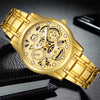 Men's Alloy Wrist Watch Round Dial Personality Durable Trendy Cool Black Waterproof Luminous Business Style