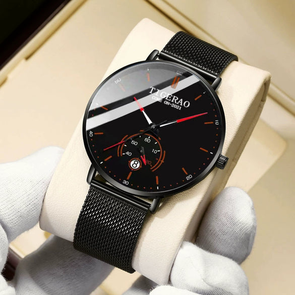 Men's Automatic Alloy And Stainless Steel Watches With Round Dial And Mineral Strengthened Glass Mirror Waterproof