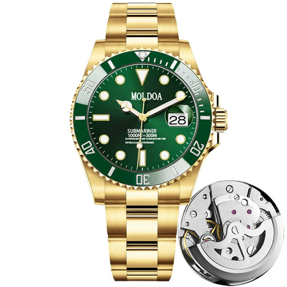 Men's Automatic Fake Mechanical Waterproof Luminous Calendar Watch With Alloy Case And Strap Stainless Steel Butterfly Buckle Round Dial