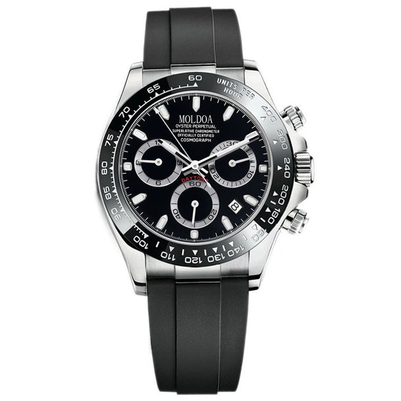 Men's Automatic Hollow Movement Luminous Calendar Waterproof Silicone Strap Alloy Case Mineral Glass Mirror Round Dial Watch