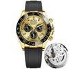 Men's Automatic Hollow Movement Luminous Calendar Waterproof Silicone Strap Alloy Case Mineral Glass Mirror Round Dial Watch