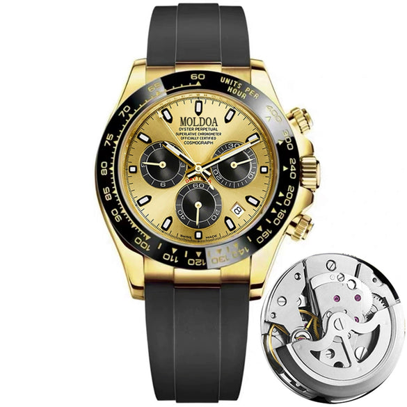 Men's Automatic Hollow Movement Luminous Calendar Waterproof Silicone Strap Alloy Case Mineral Glass Mirror Round Dial Watch