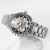 Men's Automatic Mechanical Alloy Watch With Hollow Luminous Waterproof Fashion Style And Round Dial