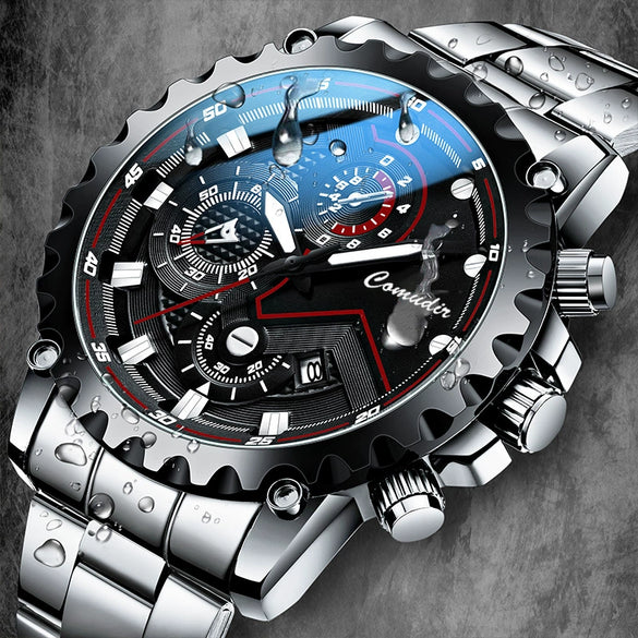 Men's Automatic Mechanical And Quartz Electronic Watch Alloy Case Stainless Steel Strap Round Dial Business Style