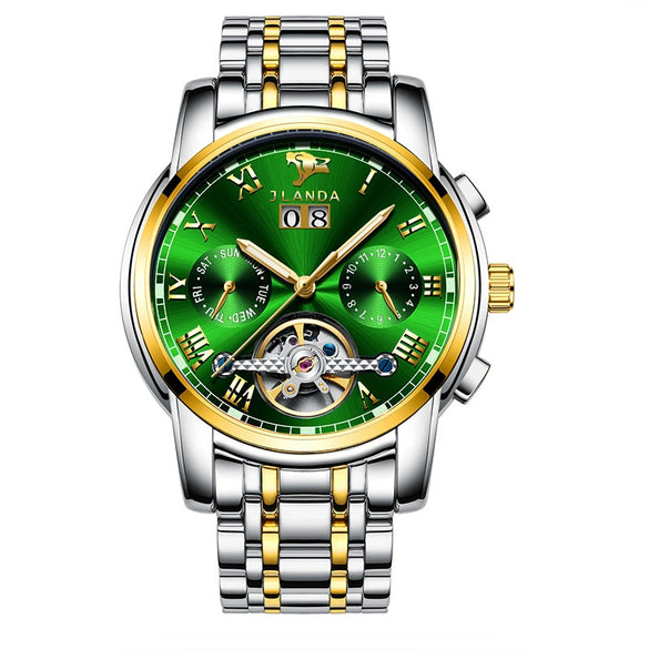 Men's Automatic Mechanical Leisure Watch With Steel Belt And Round Dial