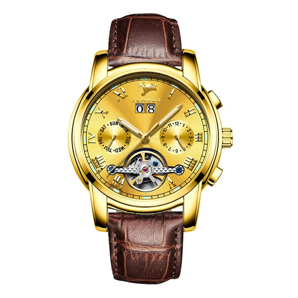 Men's Automatic Mechanical Leisure Watch With Steel Belt And Round Dial