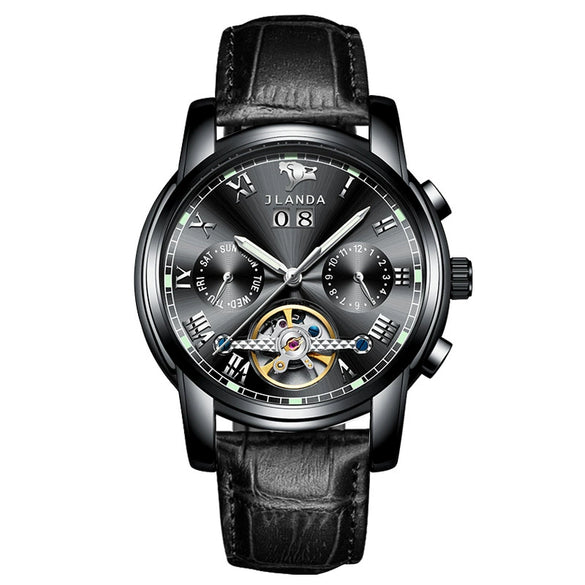 Men's Automatic Mechanical Leisure Watch With Steel Belt And Round Dial