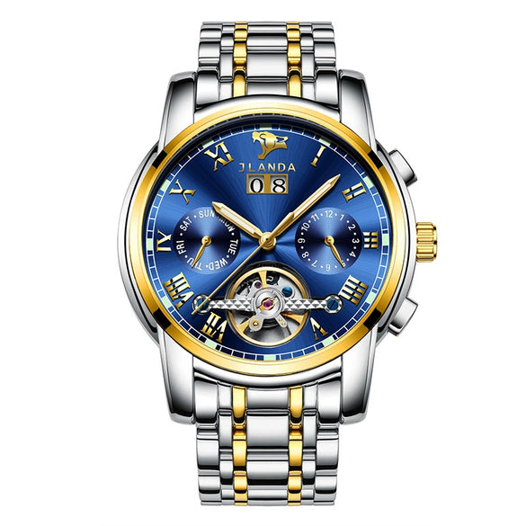 Men's Automatic Mechanical Leisure Watch With Steel Belt And Round Dial
