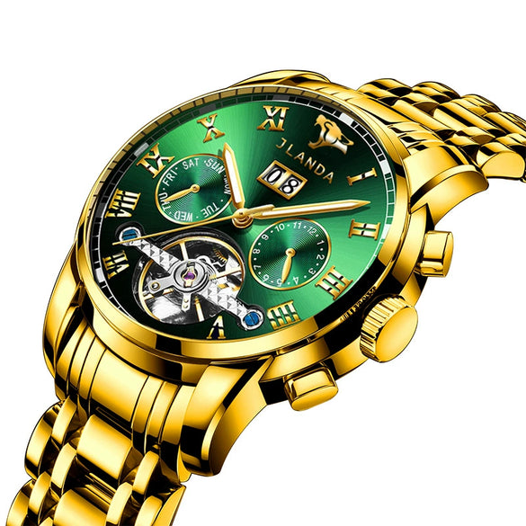 Men's Automatic Mechanical Leisure Watch With Steel Belt And Round Dial
