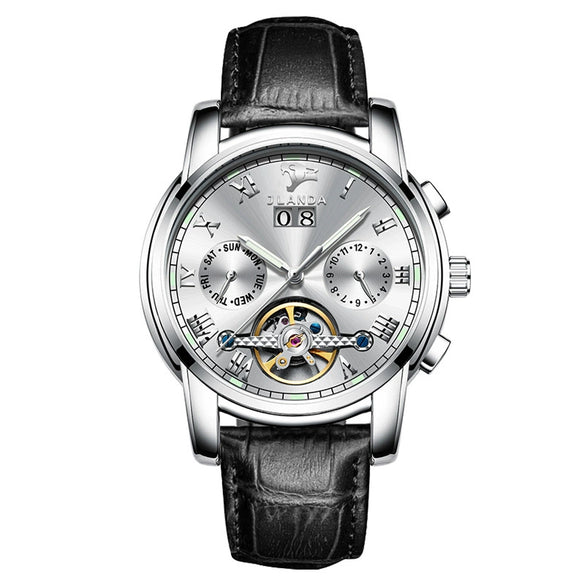 Men's Automatic Mechanical Leisure Watch With Steel Belt And Round Dial