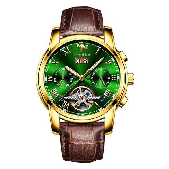Men's Automatic Mechanical Leisure Watch With Steel Belt And Round Dial
