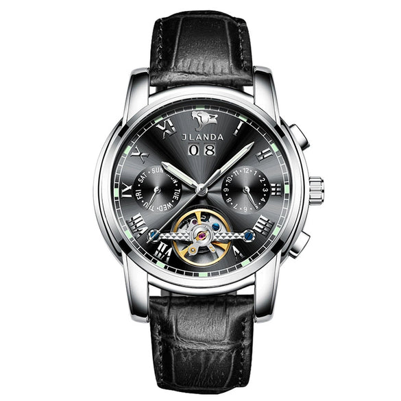 Men's Automatic Mechanical Leisure Watch With Steel Belt And Round Dial