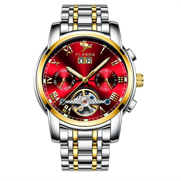 Men's Automatic Mechanical Leisure Watch With Steel Belt And Round Dial