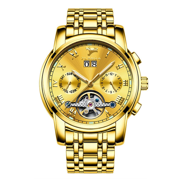Men's Automatic Mechanical Leisure Watch With Steel Belt And Round Dial