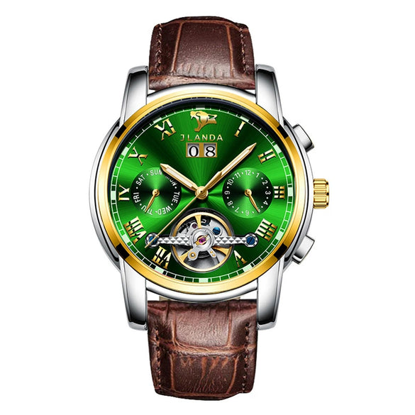 Men's Automatic Mechanical Leisure Watch With Steel Belt And Round Dial