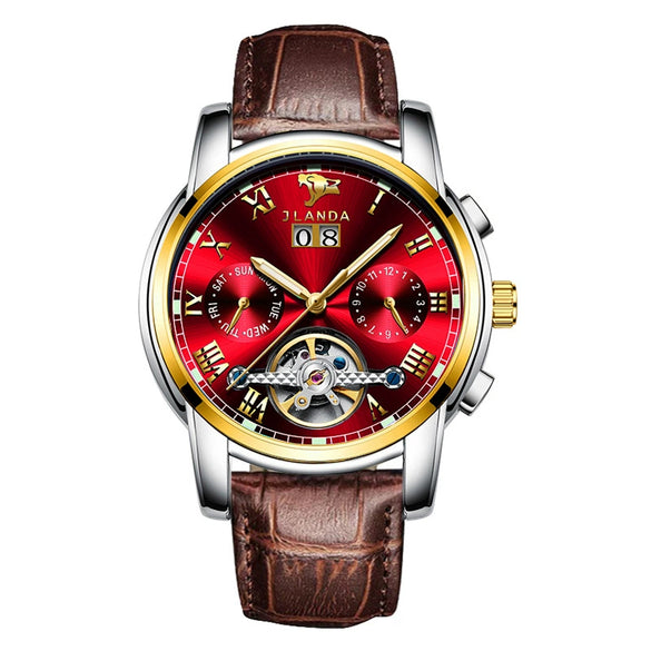 Men's Automatic Mechanical Leisure Watch With Steel Belt And Round Dial