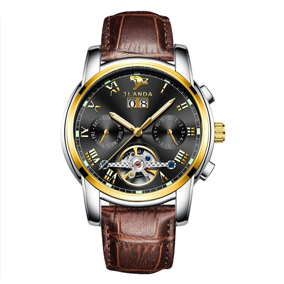 Men's Automatic Mechanical Leisure Watch With Steel Belt And Round Dial