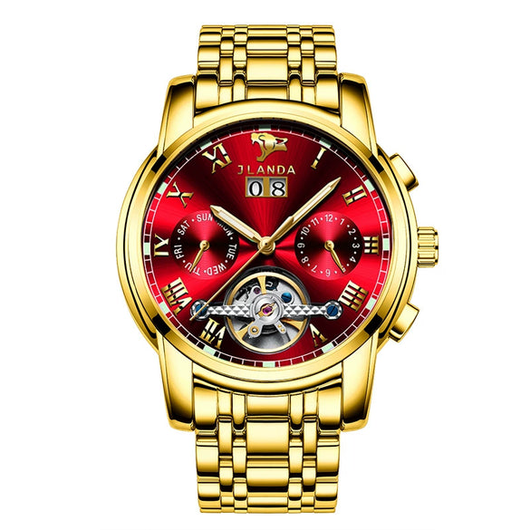 Men's Automatic Mechanical Leisure Watch With Steel Belt And Round Dial