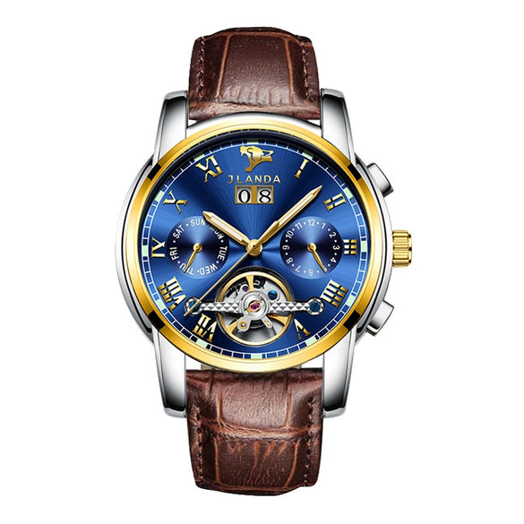 Men's Automatic Mechanical Leisure Watch With Steel Belt And Round Dial