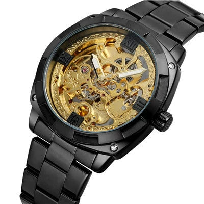 Men's Automatic Mechanical Square Dial Metal Case Stainless Steel Belt Casual Watch