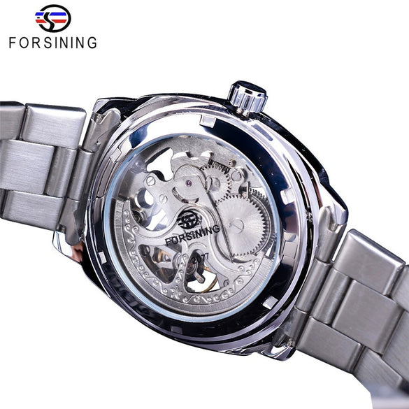 Men's Automatic Mechanical Square Dial Metal Case Stainless Steel Belt Casual Watch
