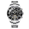 Men's Automatic Mechanical Tourbillon Multifunctional Calendar Luminous Waterproof Watch With Stainless Steel Strap And Clasp Alloy Case Round Dial