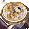 Men's Automatic Mechanical Watch Alloy Case Genuine Leather Strap Stainless Steel Clasp Round Dial Cut Out Transparent Bottom Leisure Style