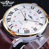 Men's Automatic Mechanical Watch Alloy Case Imitation Leather Strap Round Dial Roman Numerals Business Style
