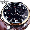 Men's Automatic Mechanical Watch Alloy Case Imitation Leather Strap Round Dial Roman Numerals Business Style