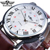 Men's Automatic Mechanical Watch Alloy Case Imitation Leather Strap Round Dial Roman Numerals Business Style