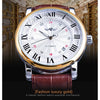 Men's Automatic Mechanical Watch Alloy Case Imitation Leather Strap Round Dial Roman Numerals Business Style
