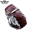Men's Automatic Mechanical Watch Alloy Case Imitation Leather Strap Round Dial Roman Numerals Business Style