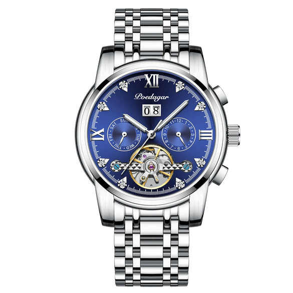 Men's Automatic Mechanical Watch Alloy Case Stainless Steel Strap Round Dial Sapphire Crystal Glass Mirror Business Style