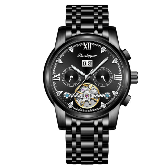 Men's Automatic Mechanical Watch Alloy Case Stainless Steel Strap Round Dial Sapphire Crystal Glass Mirror Business Style