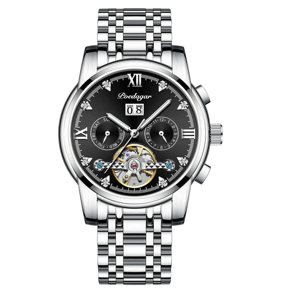 Men's Automatic Mechanical Watch Alloy Case Stainless Steel Strap Round Dial Sapphire Crystal Glass Mirror Business Style