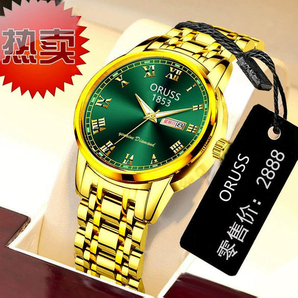 Men's Automatic Mobile Watch Steel Luminous Waterproof Calendar Business Style Round Dial